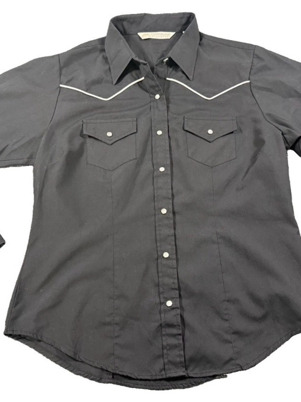 Cumberland Outfitters Western Snap Shirt Women’s Small Black Pearl Snap Rodeo